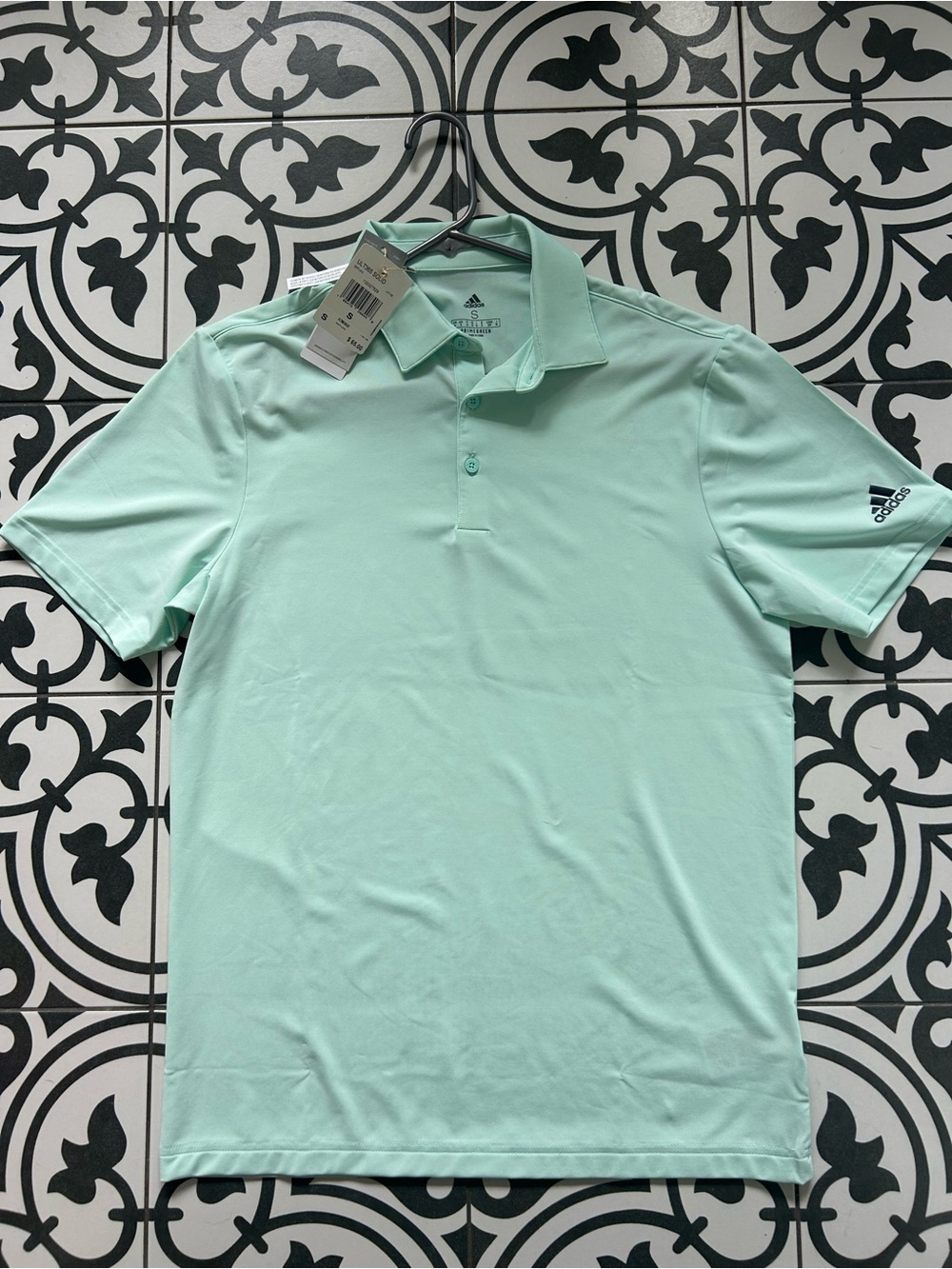 adidas dry fitMen's Mint Green Short Sleeve Golf Polo